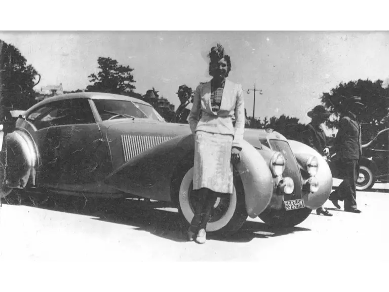 The Delage in a period French concours appearance, presented by Mrs. Joan Warner, during Louis Delage's original ownership.
