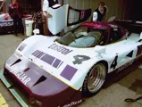 The No.4 Jaguar, driven by Jan Lammers and Andy Wallace, places 2nd at the 1990 Silverstone World Sports Prototype Championship.