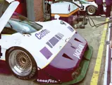 The No.4 Jaguar, driven by Jan Lammers and Andy Wallace, places 2nd at the 1990 Silverstone World Sports Prototype Championship.