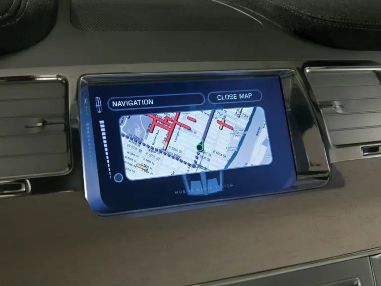 Lincoln MKS teaser: The Lincoln Mobile Media System is a next-generation touch-screen interface, incorporating audio, climate and navigation controls.