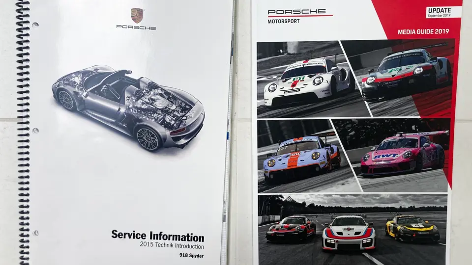 English/German Porsche Literature including 918 Spyder Technical