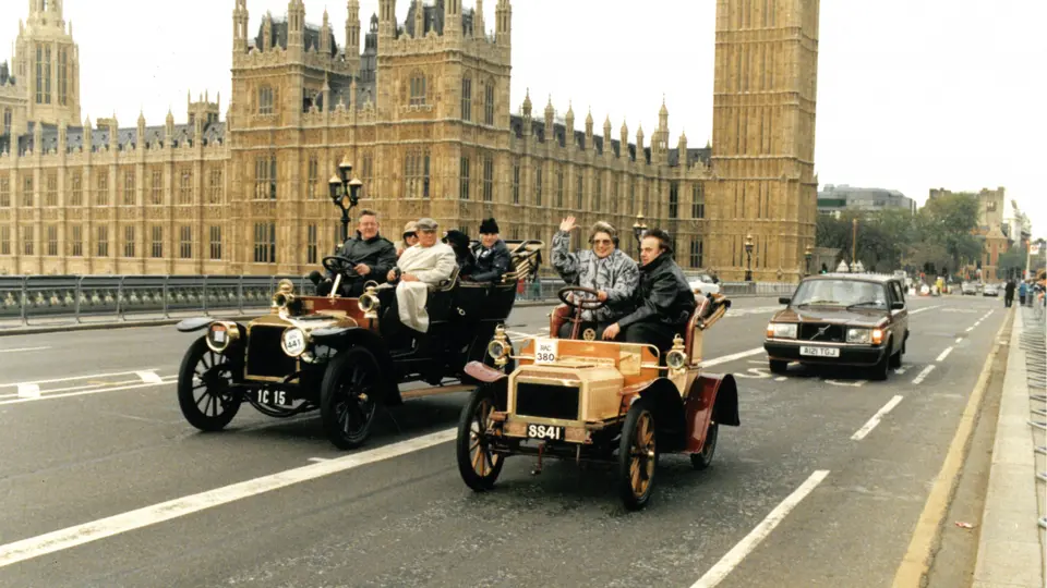 Jim Boland was a regular participant in the London to Brighton Veteran Car Run. The Clément-Talbot is pictured here at the start of the run, driving next to a 1904 Humberette on Westminster Bridge. Jim Boland was a regular participant in the London to Brighton Veteran Car Run. The Clément-Talbot is pictured here at the start of the run, driving next to a 1904 Humberette on Westminster Bridge.