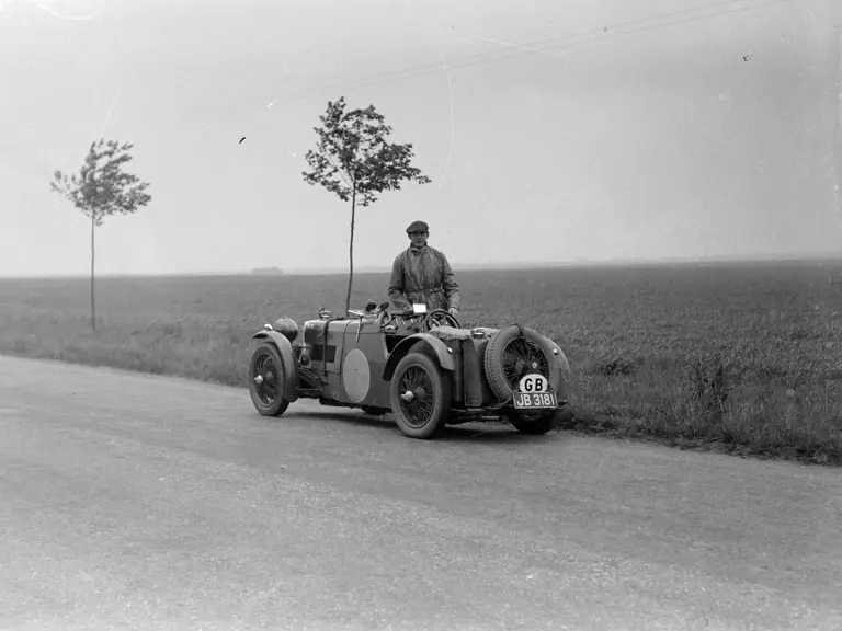 George Wright takes pause with chassis K3016 en route to spectate at the 1934 Picardie Grand Prix.