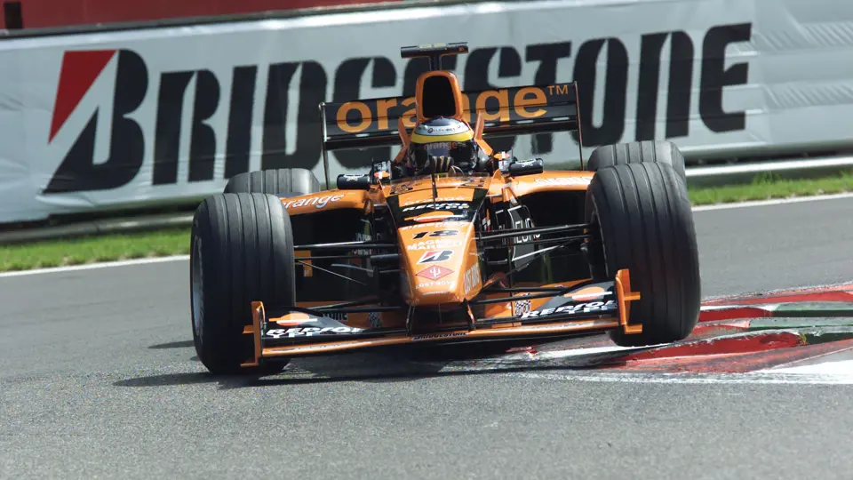 Pedro de la Rosa at the 2000 Belgian Grand Prix at Spa-Francorchamps.