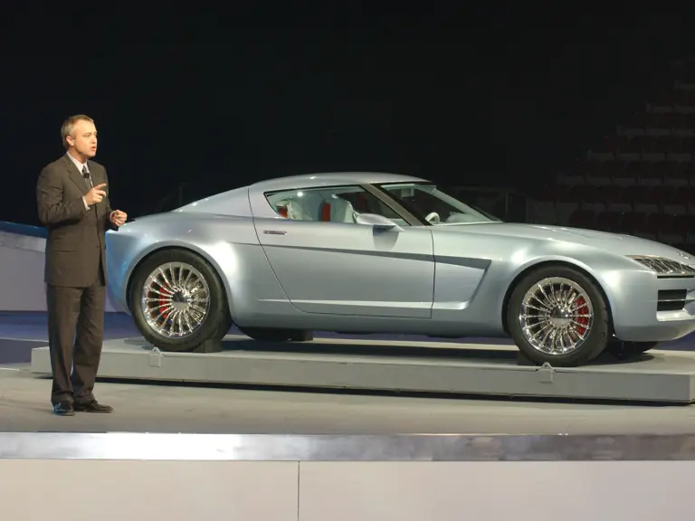 J Mays, Vice President Design, Ford Motor Company, reveals the Mercury Messenger Concept to journalists at the North American International Auto Show in Detroit, January 6, 2003.