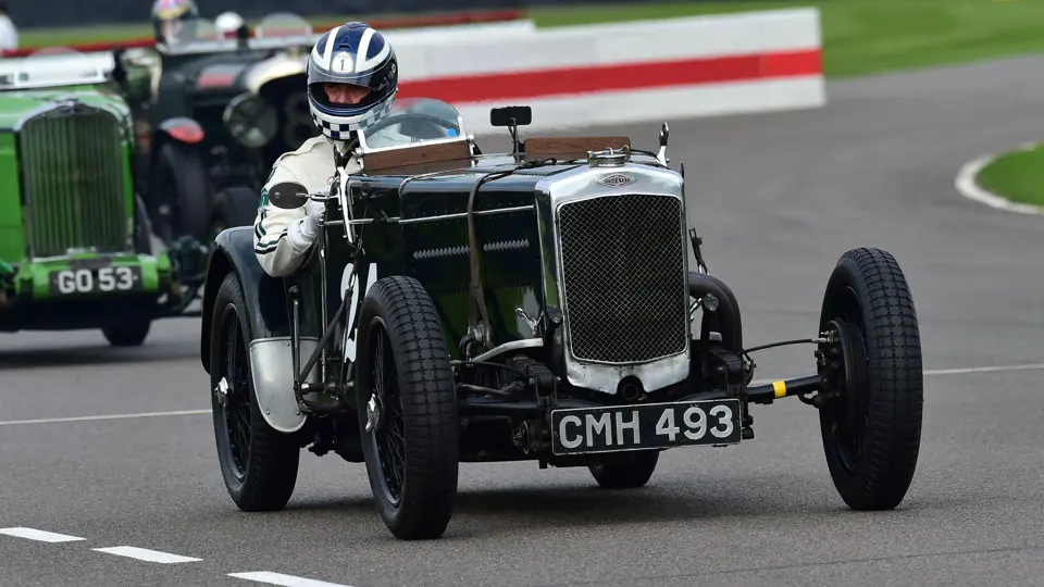 The Frazer Nash TT Replica is captured racing in the Earl Howe Trophy as part of the 78th Goodwood Members’ Meeting.