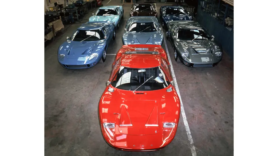 P/1058 front and center at the Ford Advanced Vehicles factory in Slough.