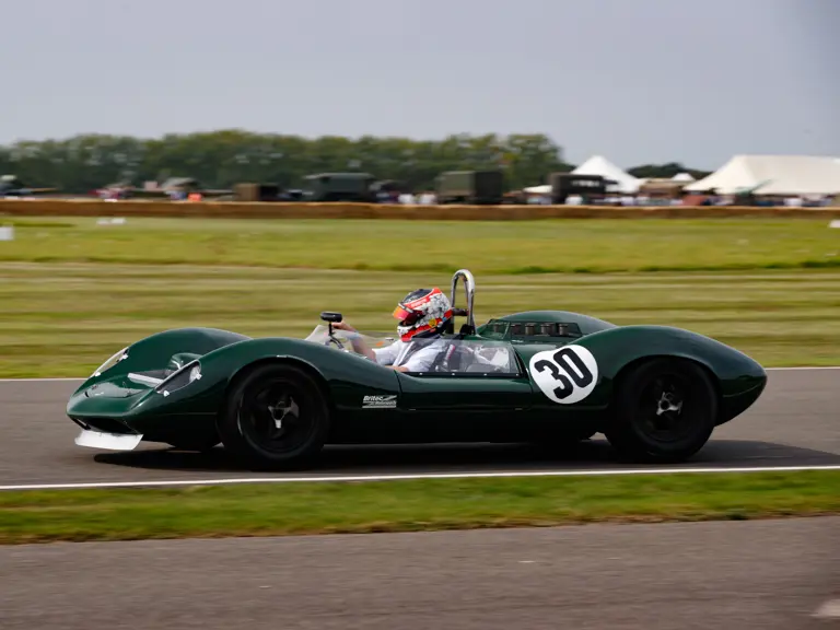 The Lotus is pictured competing in the Whitsun Trophy at the 2023 Goodwood Revival.