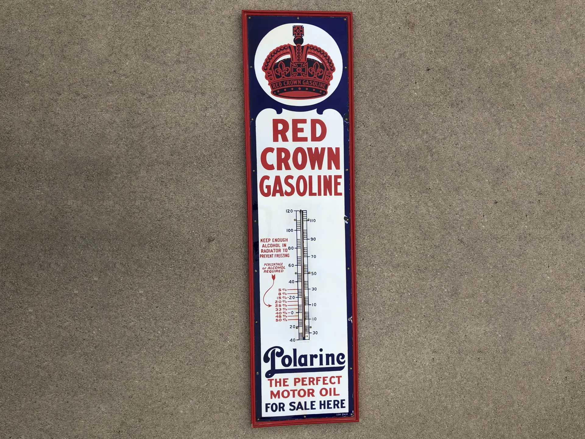 Red Crown Gasoline and Polarine Motor Oil Porcelain Thermometer | Open ...