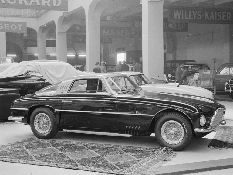 The 375 America, chassis no. 0327 AL, on display at the Geneva Motor Show, 1954.