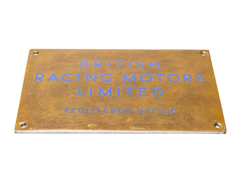 Circa 1950 British Racing Motors Limited Engraved Brass Plate ...
