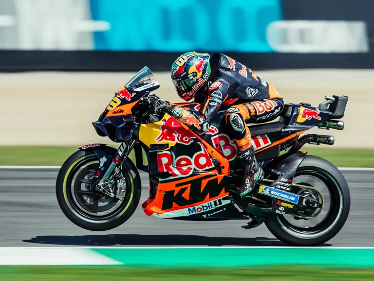 Brad Binder and the KTM RC16 at the 2023 Grand Primeio d'Italia Oakley where the pair set the top-speed record in MotoGP.