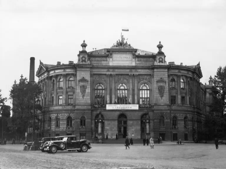 In front of International Geographical Congress in Warsaw, Poland - August 21, 1934.