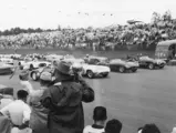Carrol Shelby in chassis no. 0478 AM (#103) shares the starting grid with several other interesting cars at the SCCA Nationals held at Bremerton, Washington on 31 July 1955. The front row, left to right: Tom Carstens in a Cadillac-Allard (#15), Phil Hill in a Ferrari 750 Monza (#3), Shelby in a Ferrari 375 Plus (#103), and Ken Miles in a Ferrari 375 MM (#120). Jack Douglas’s Jaguar C-Type (#54) shares the second row with three local hand-built Ford-powered specials.