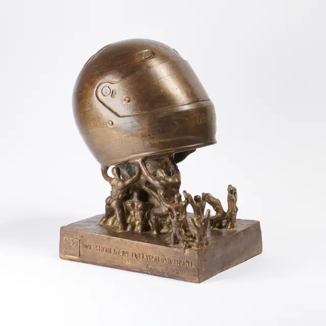 Ayrton Senna Bronze Helmet Sculpture by Marcello Giovannone