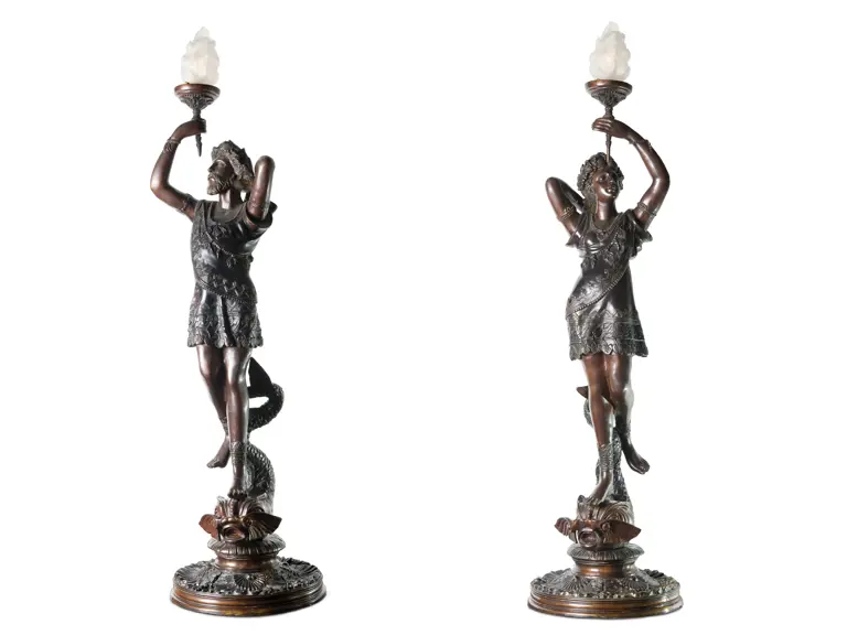 J*C様 Clement-Léopold Steiner 大理石彫刻 キューピッ Pair of Bronze Venetian Man and Woman After Clement Leopold