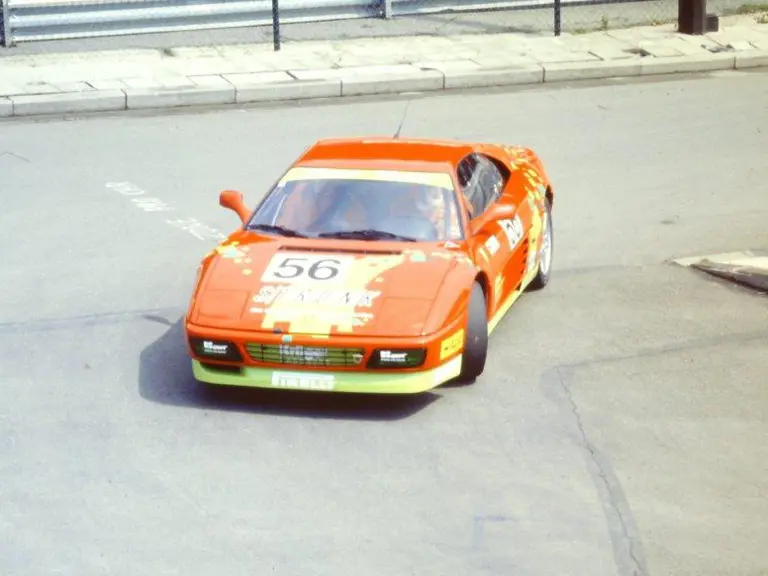 Christian Heinkele seen arriving at the Circuit de Spa-Francorchamps with the 348 Challenge for the 1994 West European Ferrari Challenge series.
