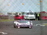 The No.4 Jaguar, driven by Jan Lammers and Andy Wallace, places 2nd at the 1990 Silverstone World Sports Prototype Championship.