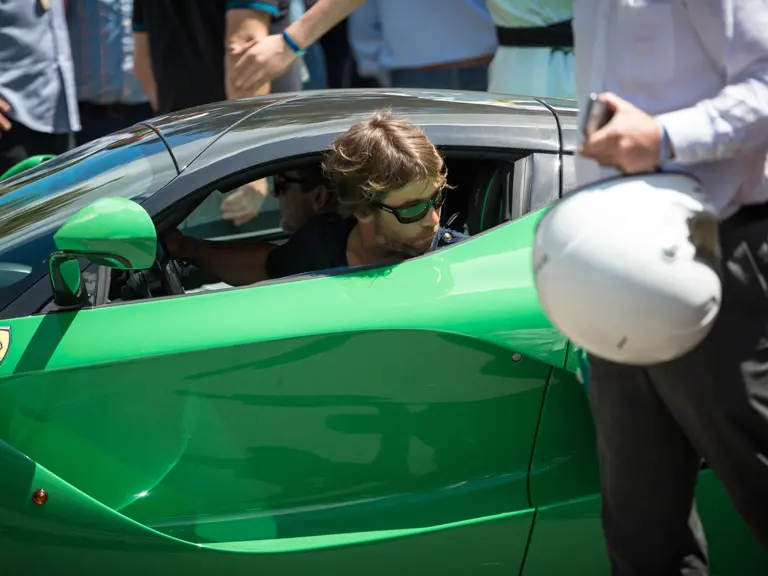 The green LaFerrari was delivered new to musician Jay Kay, pictured here driving at the 2014 Goodwood Festival of Speed.