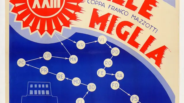 XXIII Mille Miglia Original Event Poster, 1956 | Open Roads, Fall