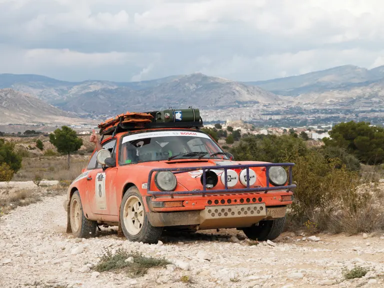 The Porsche is pictured participating in the off-road Spain Classic Raid in 2016. The Porsche is pictured participating in the off-road Spain Classic Raid in 2016.