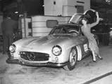 The 300 SL Gullwing is displayed on the Mercedes-Benz stand at the 1954 Earls Court Motor Show.