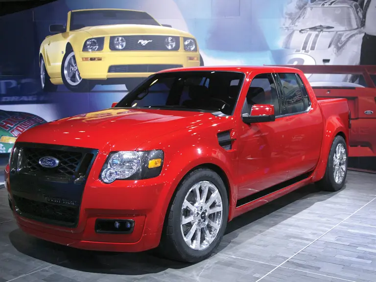 The Ford Sport Trac Adrenalin sits on display after it's introduction at the New York International Auto Show in New York March 23, 2005.