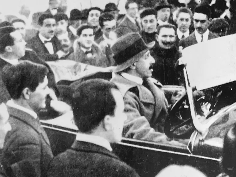 King Alfonso XIII of Spain driving his Hispano-Suiza H6 to victory at the 1921 race La Cuesta de las Perdices outside of Madrid.