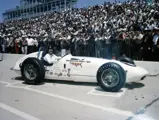 Eddie Sachs and the Dean Van Lines Special qualify for the top spot at 44th International 500-Mile Sweepstakes at the Indianapolis Motor Speedway, 1960.