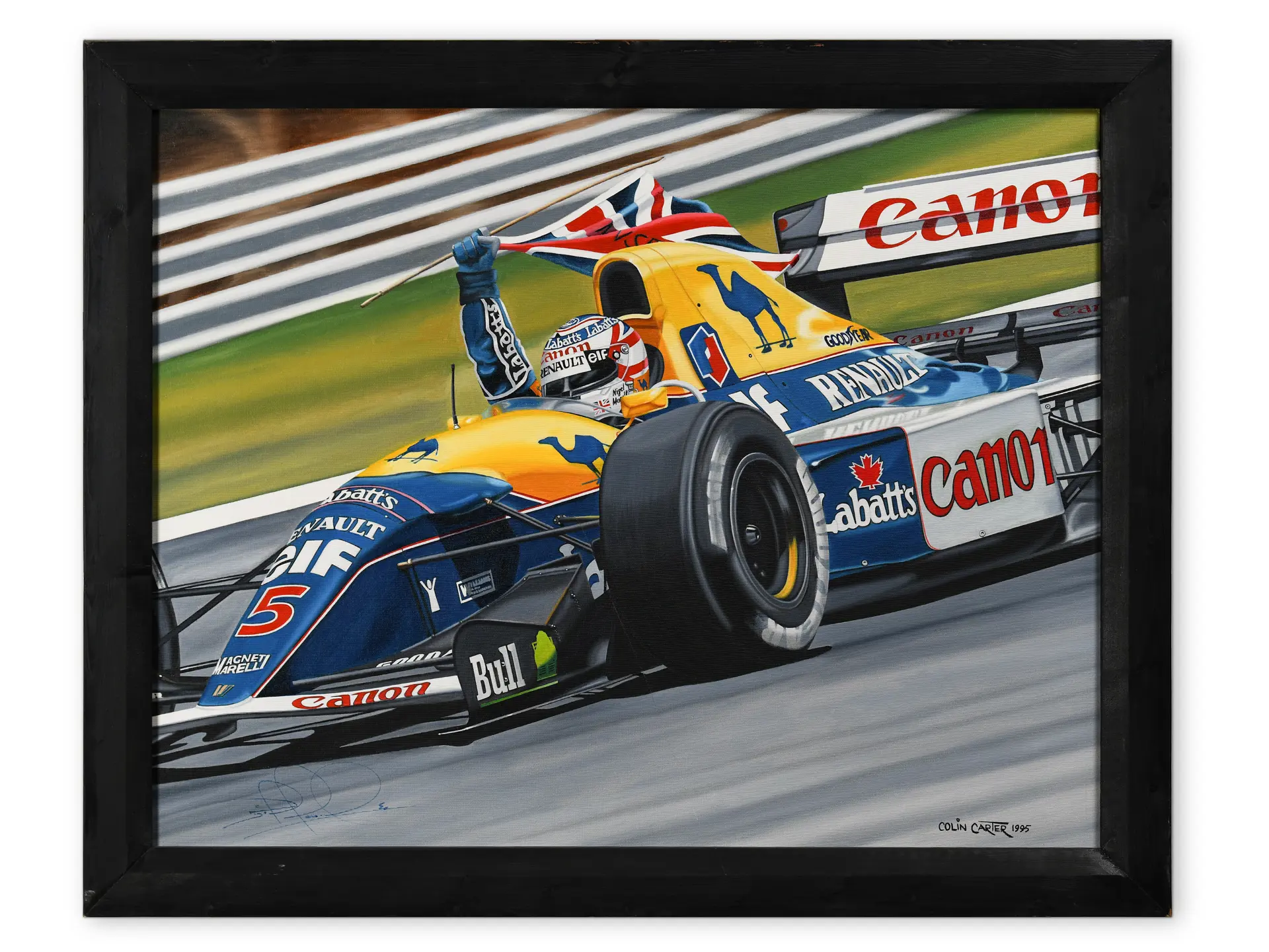 Williams FW14B Signed Canvas Framed Painting by Colin Carter, 1995 ...