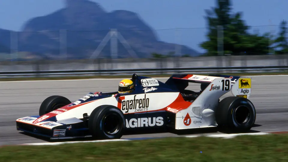 Ayrton Senna makes his Formula 1 debut aboard TG183B-05 in his home race, the 1984 Brazilian Grand Prix.
