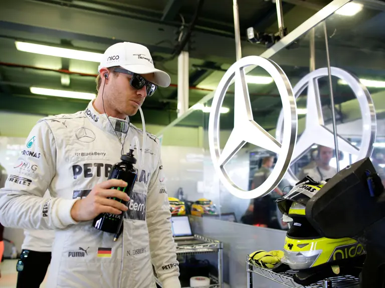 Nico Rosberg in the pits at the 2013 Australian Grand Prix. This image is for reference purposes only.