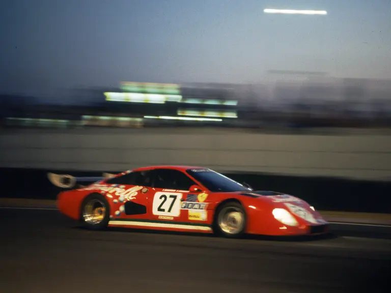 Driven by Roberto Marazzi, Maurizio Micangeli, and Dominique Lacaud, the Scuderia Bellancauto Ferrari 512 BB/LM retiredfro the 1984 24 Hours of Le Mans after a gearbox fault.