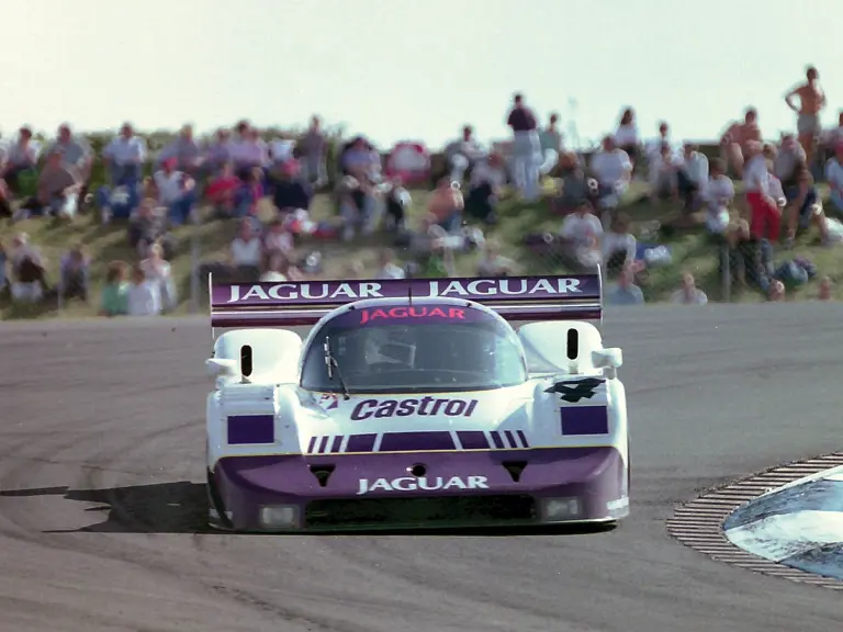 Andy Wallace and Jan Lammers drive No.4 at the 1990 Donington World Sports Prototype Championships.