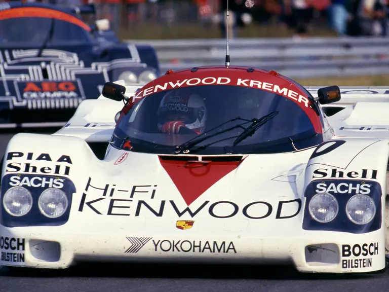 Chassis number CK6-88 during the 1988 24 Hours of Le Mans. Kunimitsu Takahashi (JAP) Hideki Okada (JAP) Bruno Giacomelli (ITA) Porsche 962CK6 Turbo Cl.C1 Kenwood Kremer Racing