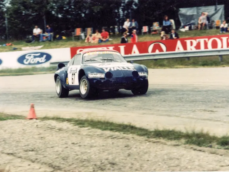 The Alpine Renault at speed at Valkenswaard. 