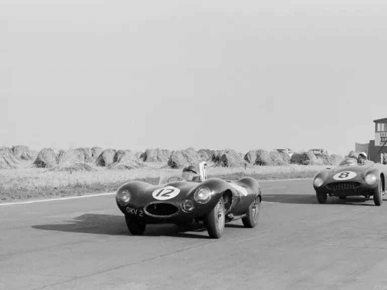 OKV2 leads a 750 Monza at the Goodwood Nine Hours in 1955.