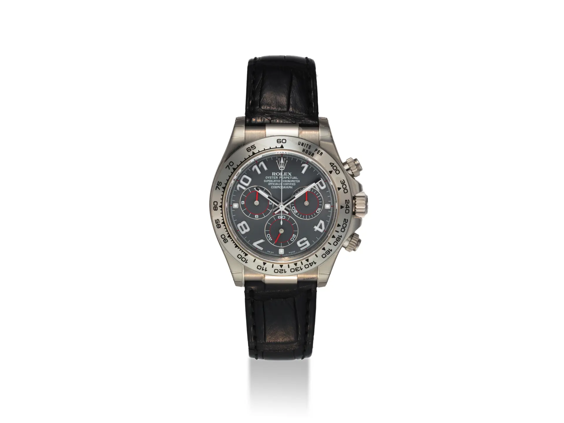 〇 ROLEX Daytona 116519 クロコベルト FZ8420 Rolex Daytona 116519 White Gold Steel Index Black Oysterflex