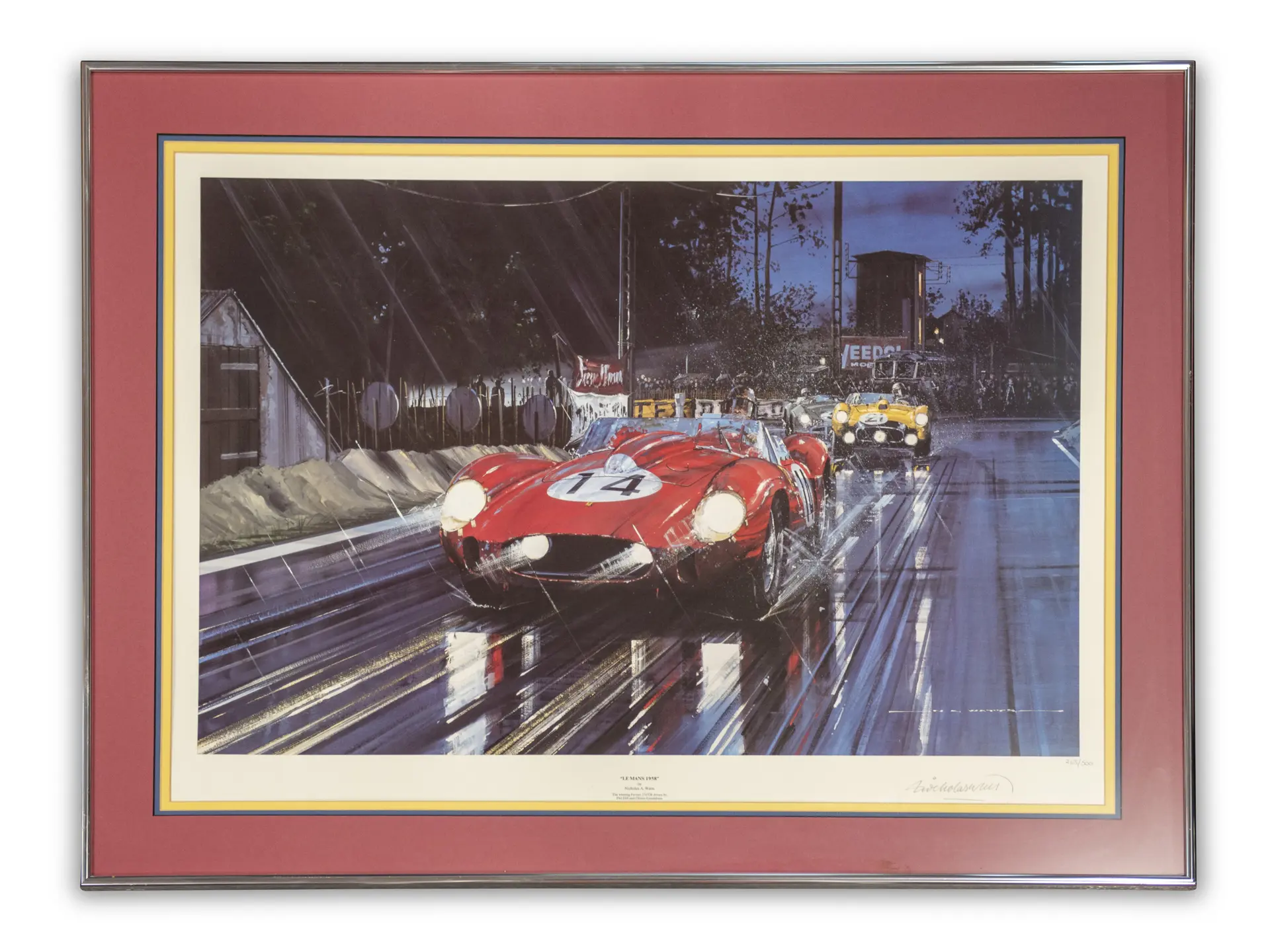 1958 Le Mans Phill Hill Scuderia Ferrari Hand-Signed Color