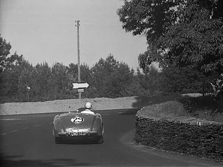 The 2-Litre Sports enters a corner at the 1949 24 Hours of Le Mans.