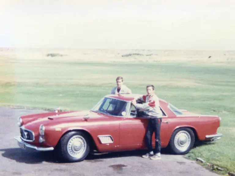 Family photo taken with their Maserati 3500 GT.