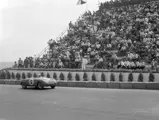 Nogueira hurtles past the grandstand during the 1954 Portuguese Grand Prix—held at the Monsanto circuit near Lisbon.