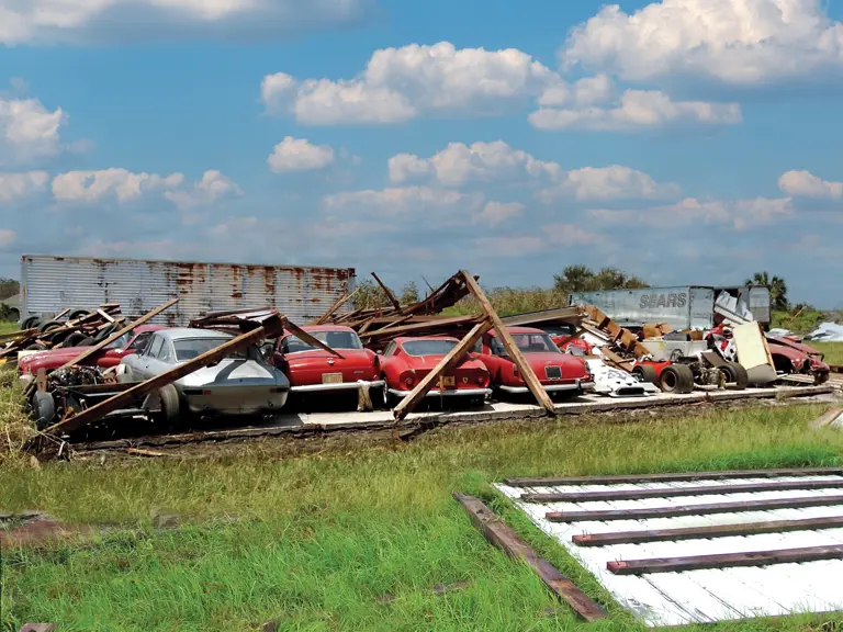 Chassis 1775 GT following the barn collapse as a result of Hurricane Charley, 2004.