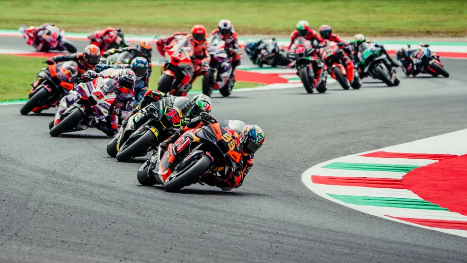 Brad Binder and the KTM RC16 at the 2023 Grand Primeio d'Italia Oakley where the pair set the top-speed record in MotoGP.
