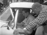 Alfred Momo checks in with Briggs Cunningham behind the wheel of chassis 3535 the 1960 24 Hours of Le Mans.