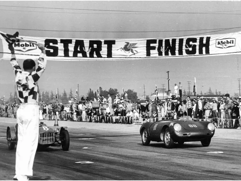 McAfee kicks off the 1958 season by steering chassis 550A-0116 to victory at Pomona.