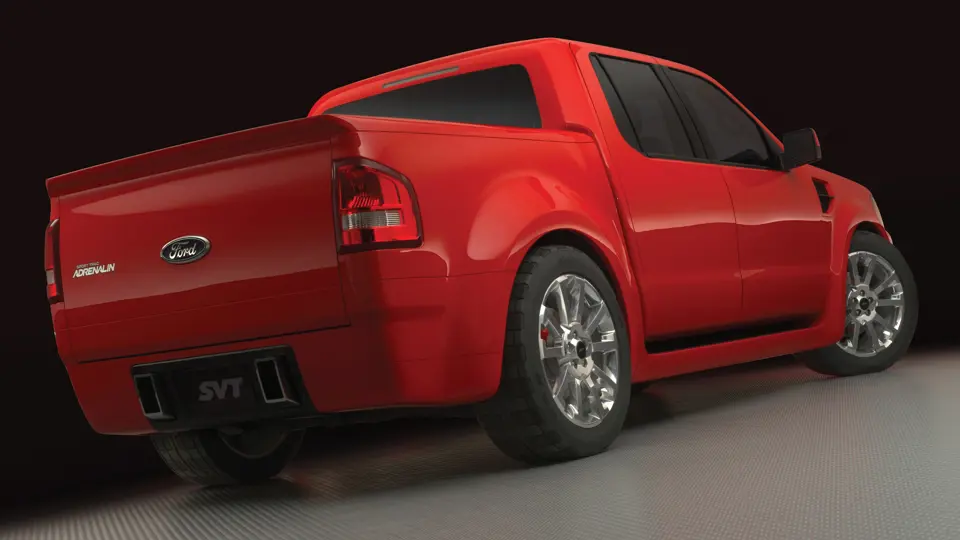 Ford Sport Trac Adrenalin teaser: Adrenalin boasts a projected 6000-lb. tow rating and 30-percent more cargo space than the current Explorer Sport Trac.