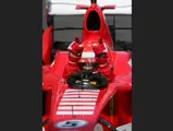 Michael Schumacher celebrates his win at the 2006 European Grand Prix.