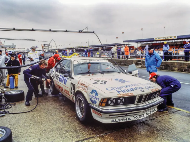 The 635 CSi photographed during a pit stop at the 1983 Tourist Trophy.