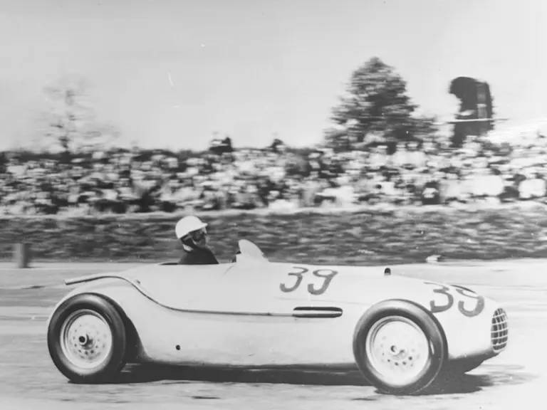 Toni Ulmen tackles Silverstone Circuit with the Großmutter at the 1952 BRDC International Trophy. This is the same body style that the car sports today.